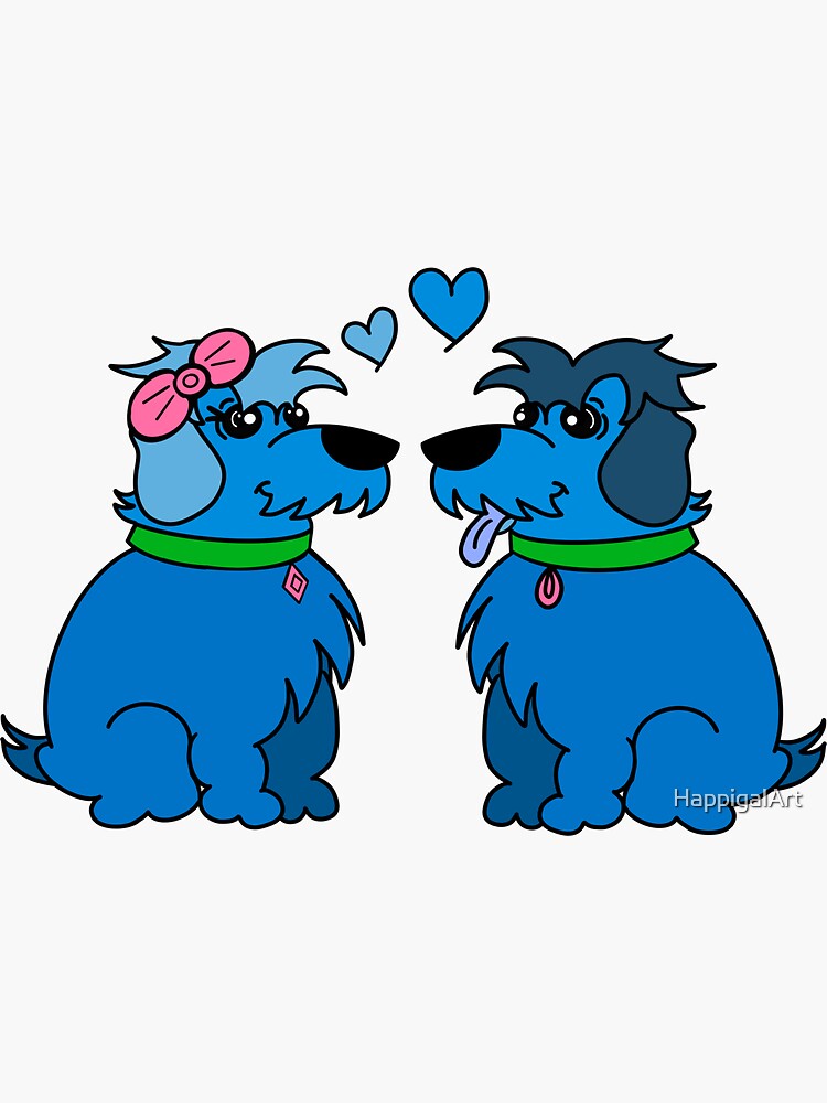 Artwork view, Sheep Dogs in Love Blue designed and sold by HappigalArt