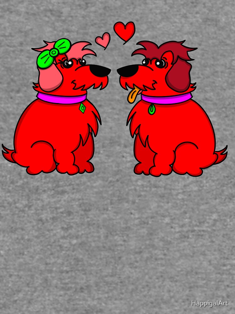 Sheep Dogs in Love Red by HappigalArt