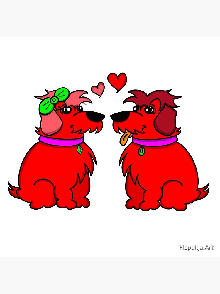 Sheep Dogs in Love Red by HappigalArt