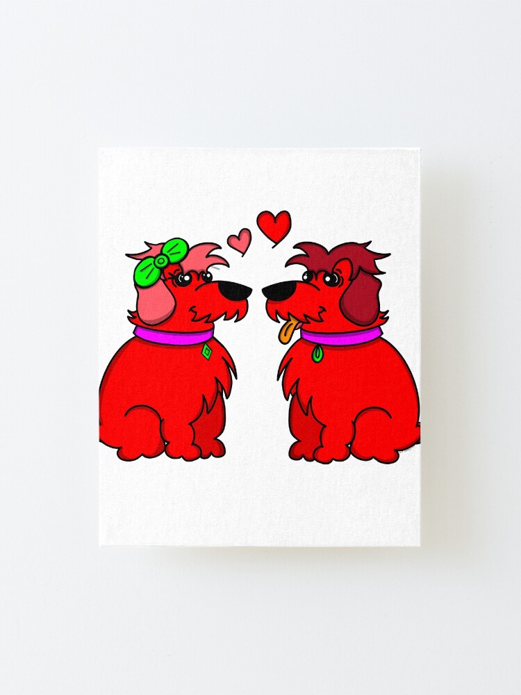 Alternate view of Sheep Dogs in Love Red Mounted Print