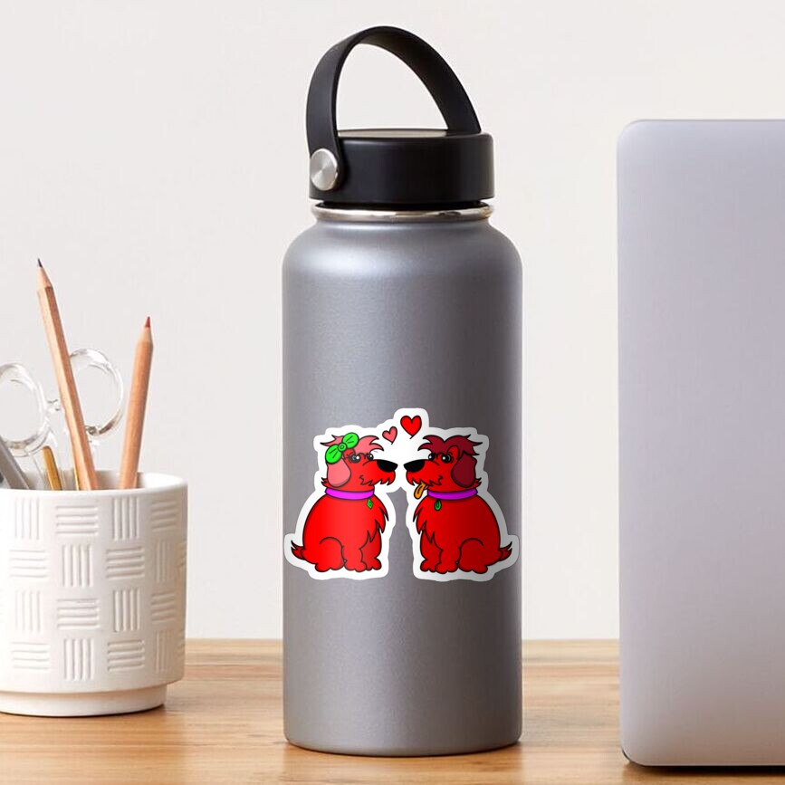 Sheep Dogs in Love Red Sticker