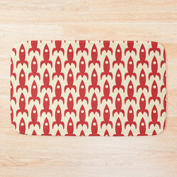 Item preview, Mid-Century Modern Rocket Ships - Colorful Space Age Atomic Era Aerospace Pattern in Christmas Red and Cream designed and sold by kierkegaard.