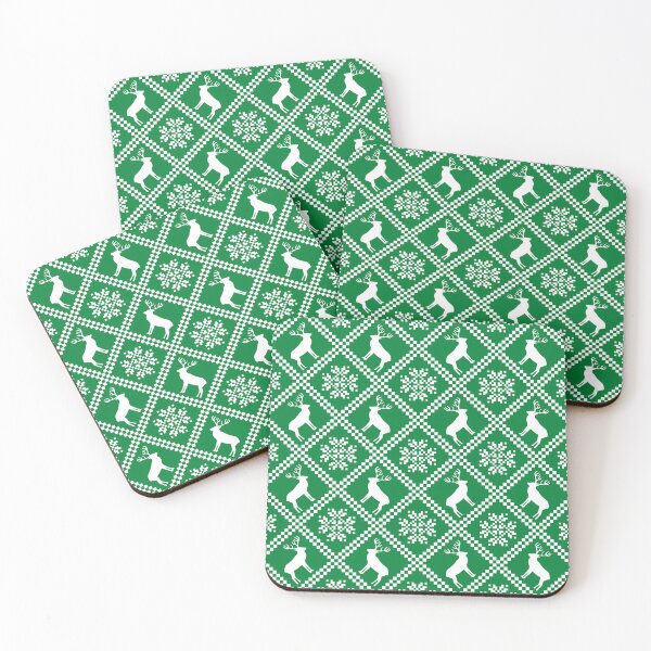 Item preview, Green White Traditional Christmas Nordic Reindeer Snowflake designed and sold by IamTrending.