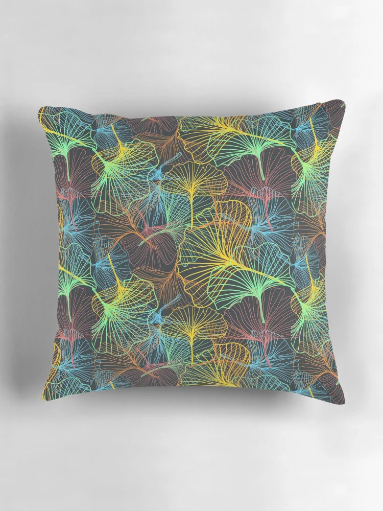 Thumbnail 3 of 4, Pillow, Colorful Gingko Pattern designed and sold by TSlayerMerch.