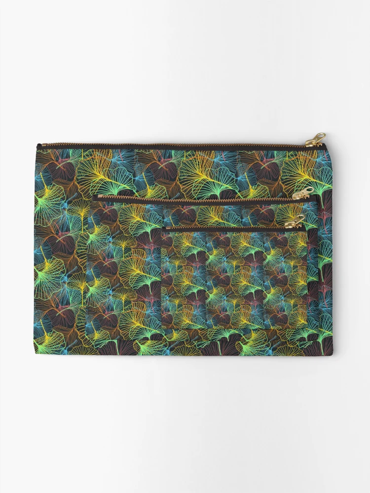 Thumbnail 2 of 4, Zipper Pouch, Colorful Gingko Pattern designed and sold by TSlayerMerch.