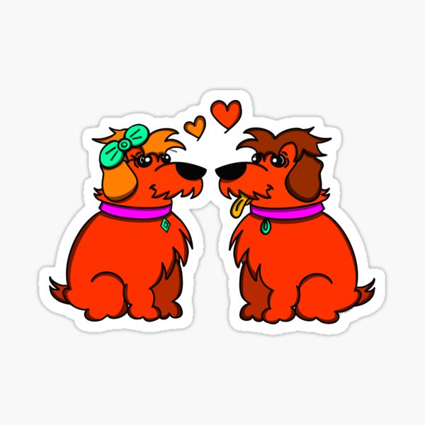 Sheep Dogs in Love Orange Sticker