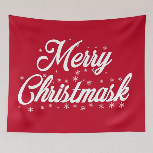 Item preview, Merry Christmask - Christmas red and white text design designed and sold by HappyPrints ⭐⭐⭐⭐⭐.