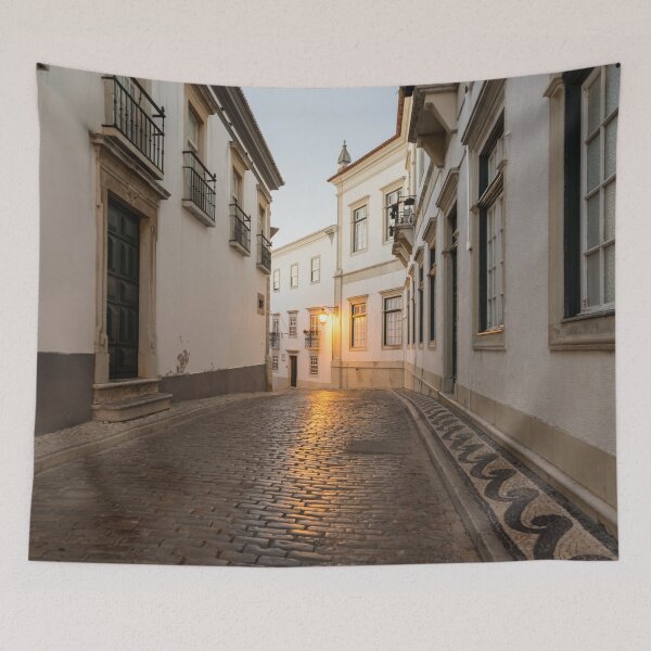 Item preview, Charming Faro Algarve Portugal - Old Town Small Street with Traditional Portuguese Calcada designed and sold by Georgia Mizuleva.