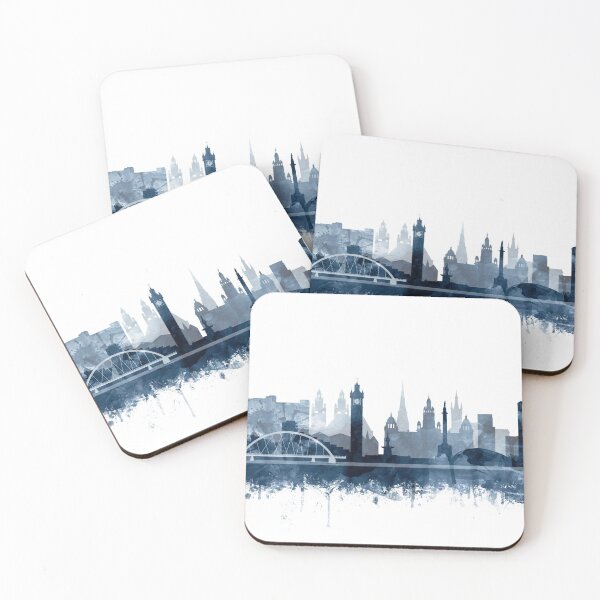 Item preview, Glasgow Skyline Watercolor Navy Blue by Zouzounio Art designed and sold by zouzounioart.