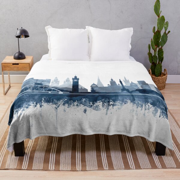 Item preview, Glasgow Skyline Watercolor Navy Blue by Zouzounio Art designed and sold by zouzounioart.