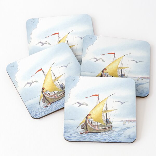 Item preview, 8th Century Ship Illustration (Fine Liner + Watercolour) designed and sold by GiovanniCaselli.
