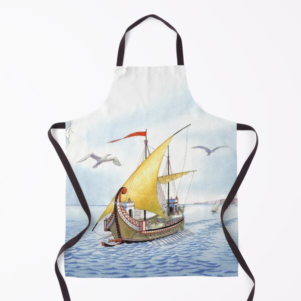 Item preview, 8th Century Ship Illustration (Fine Liner + Watercolour) designed and sold by GiovanniCaselli.