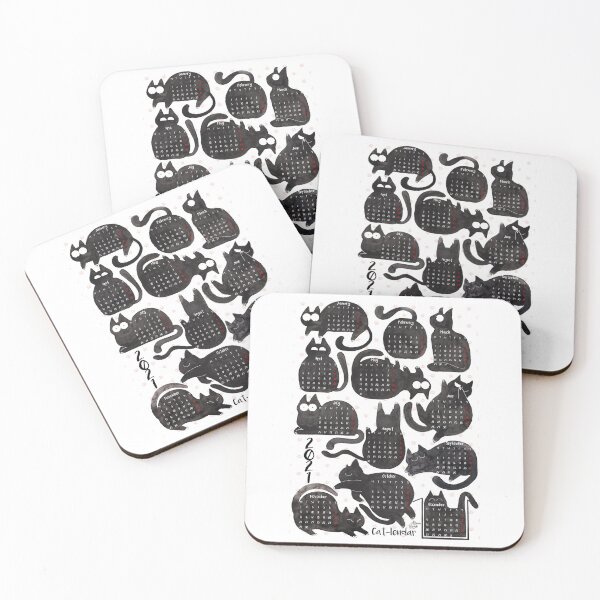 Item preview, Black funny cats 2021 calendar designed and sold by Onyria Art.