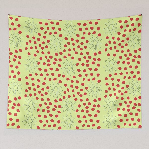 Item preview, pastel green with flowers and red dots designed and sold by 3Akshithaa.