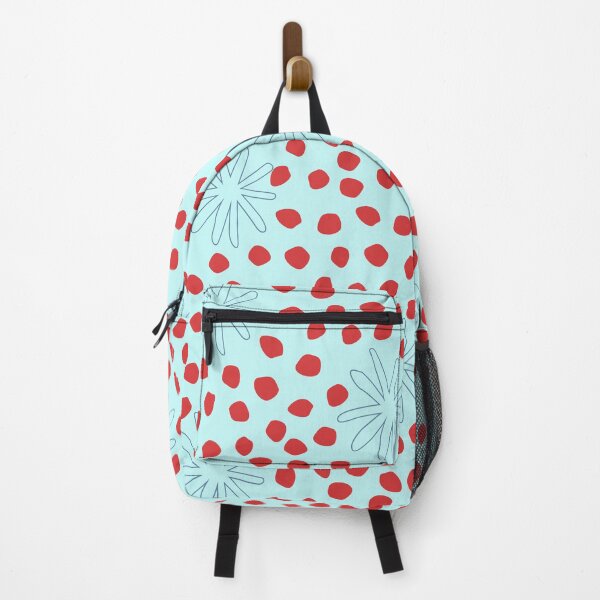 Item preview,  pastel blue with flowers and red dots designed and sold by 3Akshithaa.