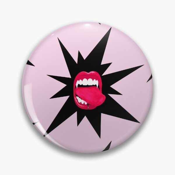 Item preview, Rockstar Vampire Teeth Halloween Vampire Mouth Pink Lips Tongue Piercing - Rock n Roll designed and sold by MadandMean.