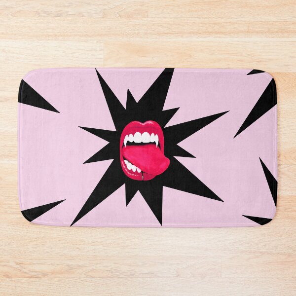 Item preview, Rockstar Vampire Teeth Halloween Vampire Mouth Pink Lips Tongue Piercing - Rock n Roll designed and sold by MadandMean.