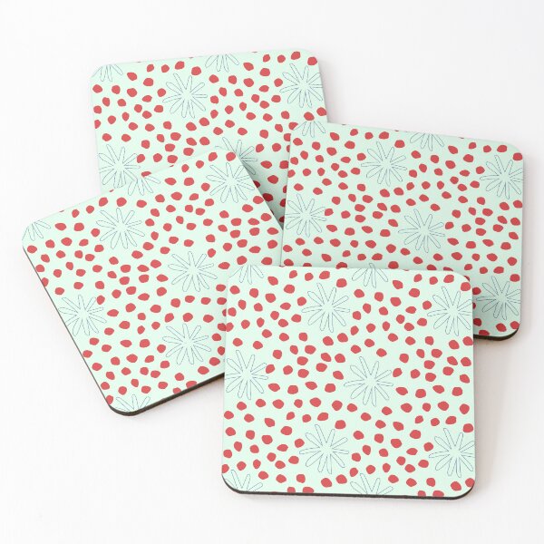 Item preview,  pastel light blue with flowers and red dots designed and sold by 3Akshithaa.