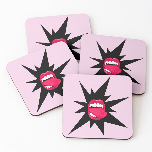 Item preview, Rockstar Vampire Teeth Halloween Vampire Mouth Pink Lips Tongue Piercing - Rock n Roll designed and sold by MadandMean.