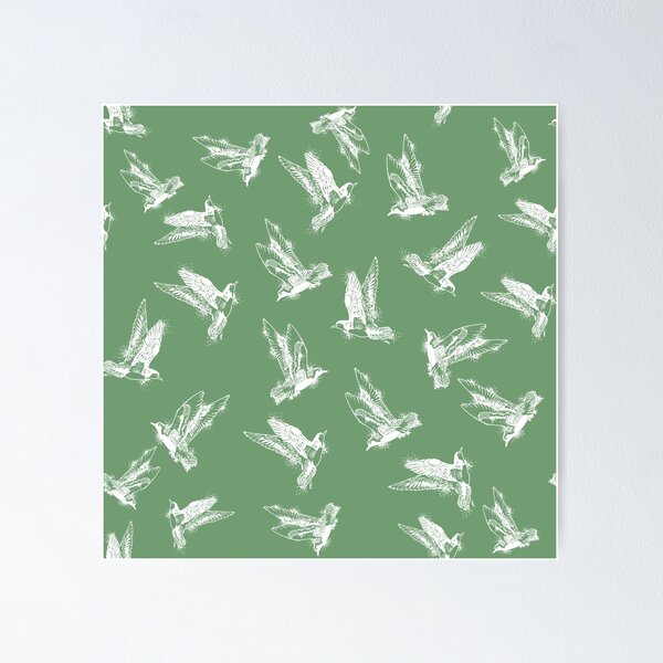 Item preview, Herring plovers in flight, green background designed and sold by Caroline Bochud.