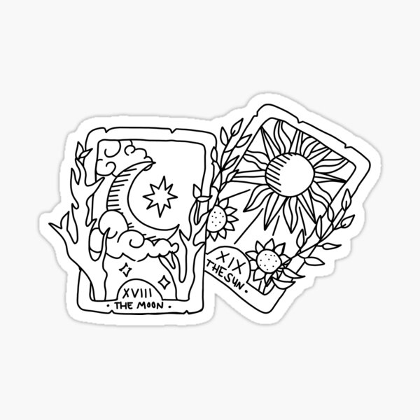 Cute Tarot Card Sticker Sheet, tarot mystic moon eye skull potion bottle  star horse sun crystal cupcake plant stickers