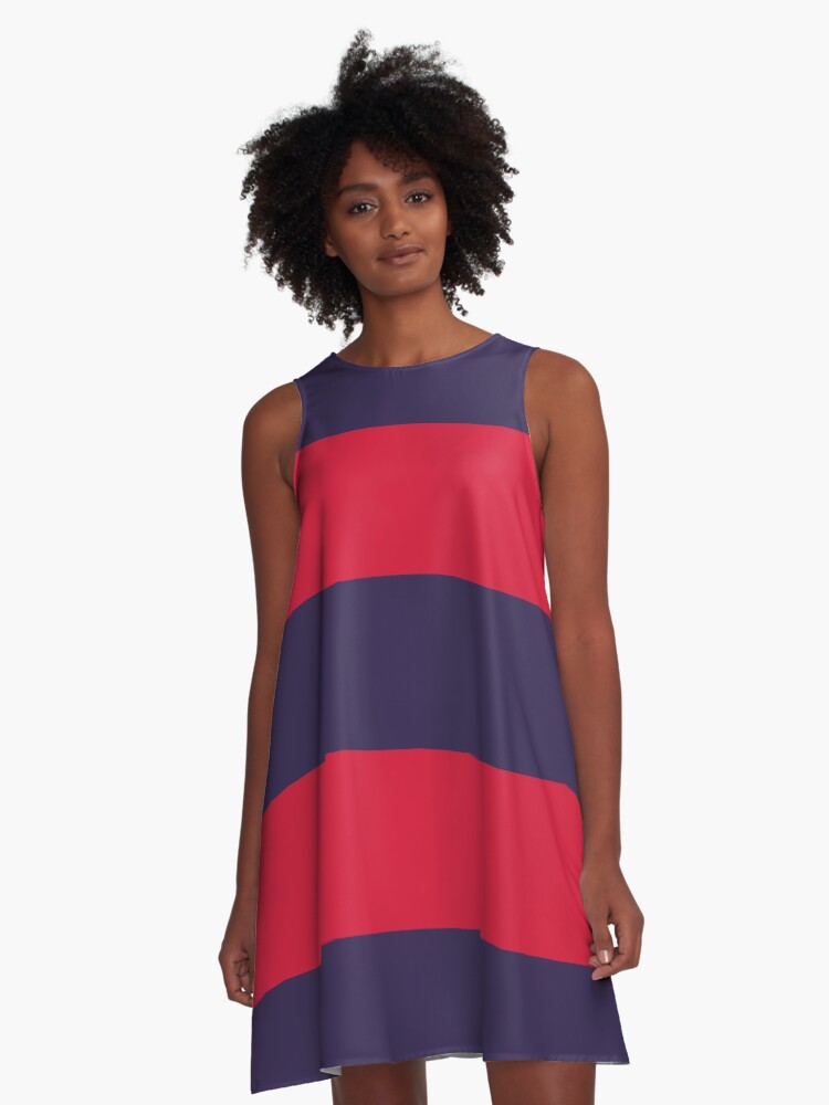 Large NAVY BLUE and RED Horizontal STRIPES A Line Dress for Sale by RachelMacht Redbubble