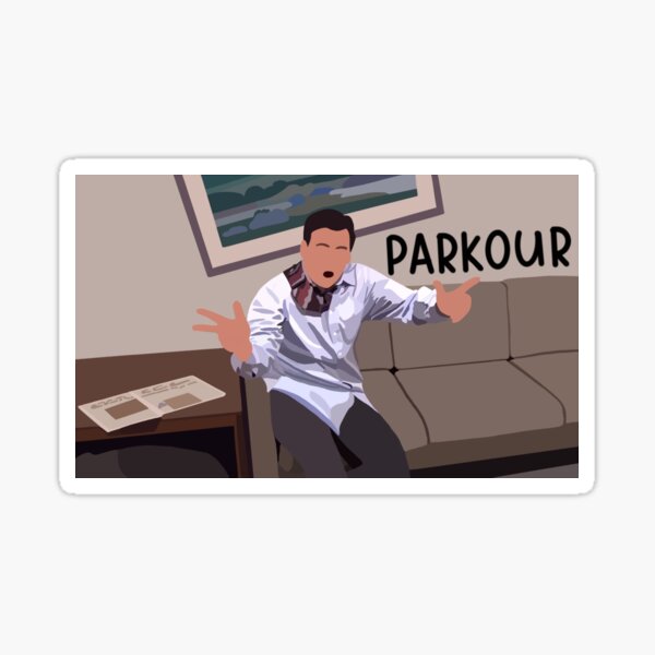 The Office Parkour Stickers Redbubble - how to sit in roblox parkour
