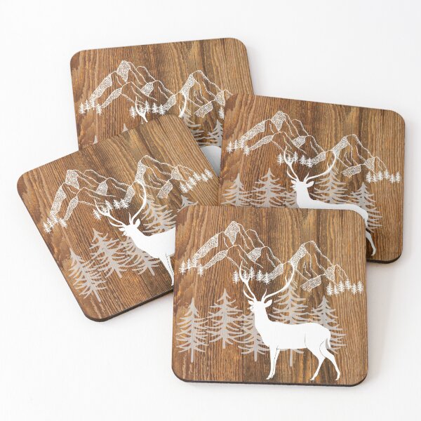 Item preview, rustic mountain woodgrain bohemian forest winter woodland deer designed and sold by IamTrending.