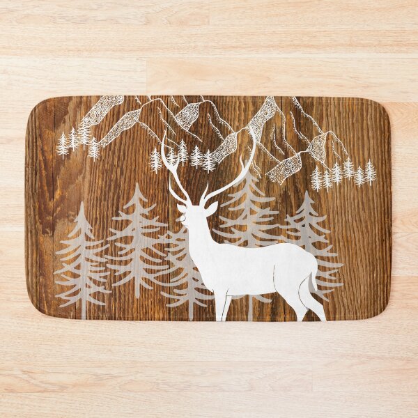 Item preview, rustic mountain woodgrain bohemian forest winter woodland deer designed and sold by IamTrending.