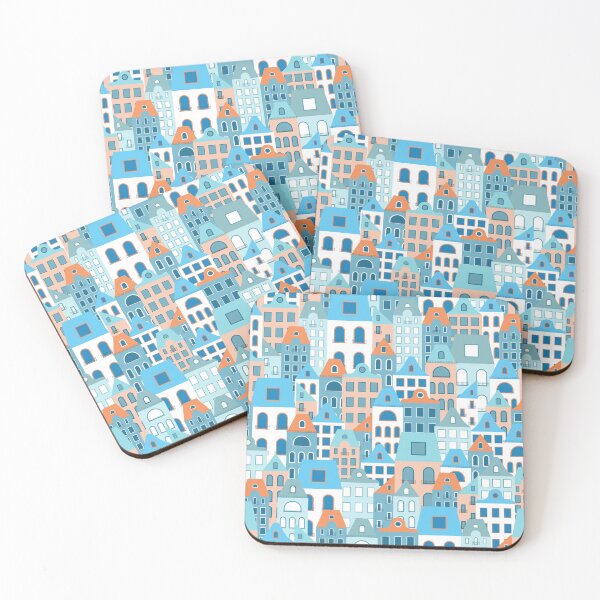 Item preview, Modern City Landscape Cartoon Buildings Blue White Brown designed and sold by IamTrending.
