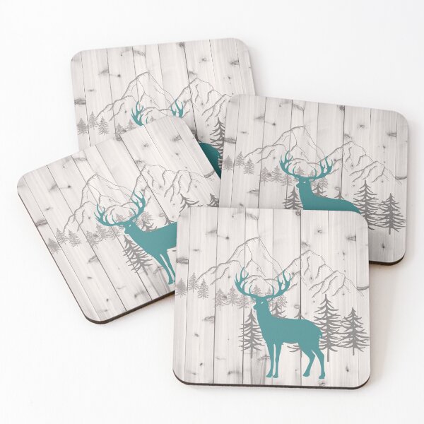 Item preview, rustic mountain woodgrain bohemian forest winter woodland deer designed and sold by IamTrending.