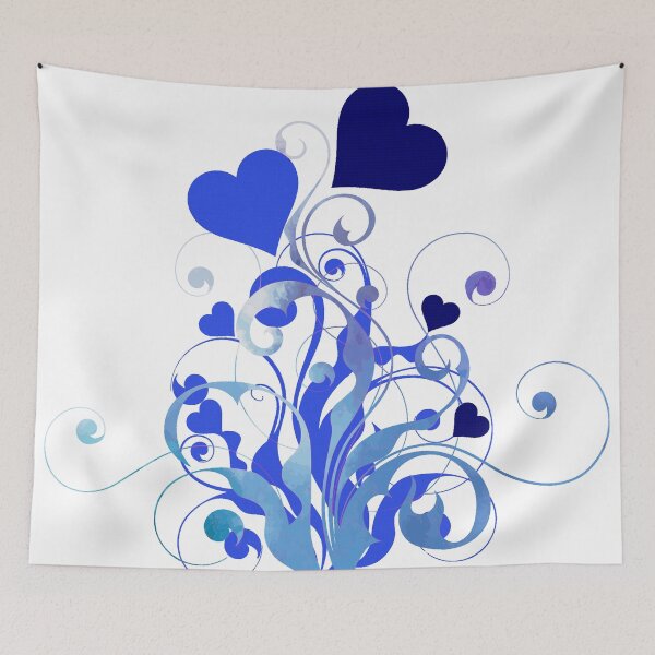 Artikelvorschau, Swirly Blooming Blue Hearts - Elegant - Wunderlich entworfen und verkauft von ittybittyowl.