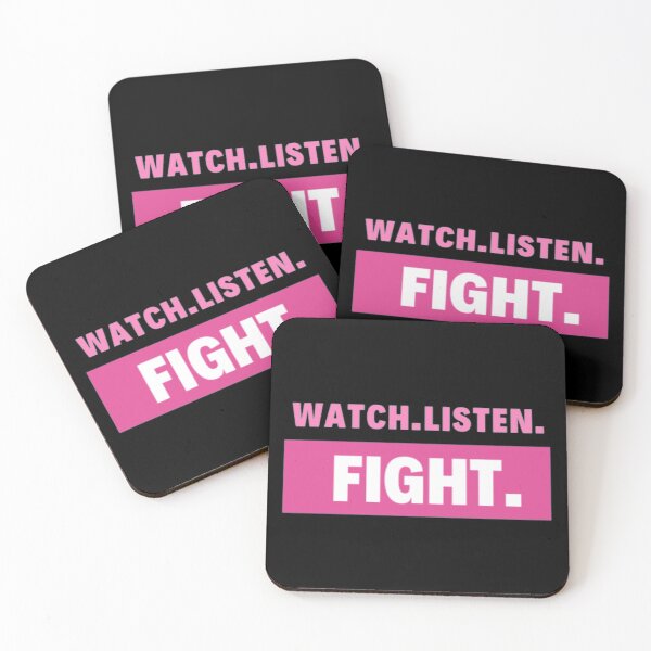 Item preview, Watch Listen fight Enola Holmes quote pink and black designed and sold by BloompodDesigns.