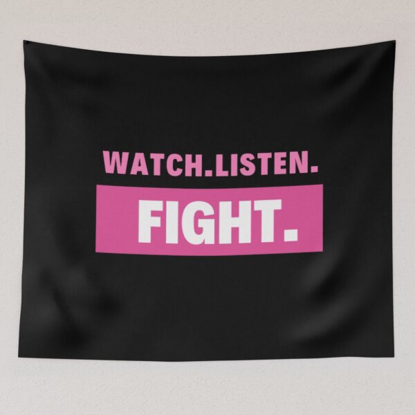 Item preview, Watch Listen fight Enola Holmes quote pink and black designed and sold by BloompodDesigns.