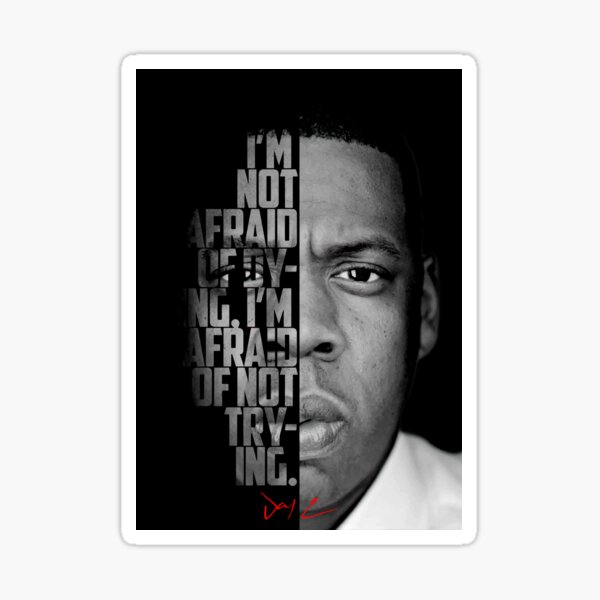 Aperçu de l'œuvre Citation de Jay Z en noir et blanc créée et vendue par The Wise Fortress.