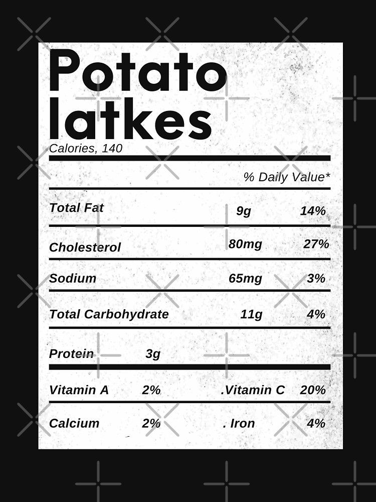 "Funny potato latkes thanksgiving nutrition facts " Tshirt for Sale by