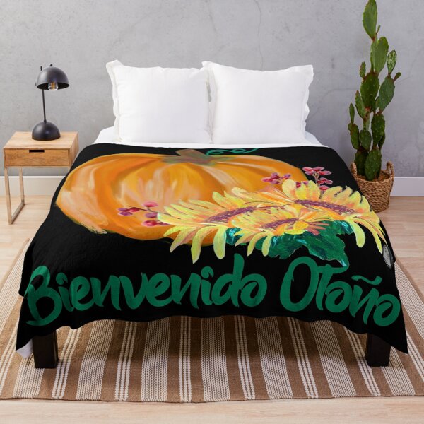 Item preview, Welcome Fall Pumpkin and Sunflowers Original Art - Spanish designed and sold by RobinetteArt.