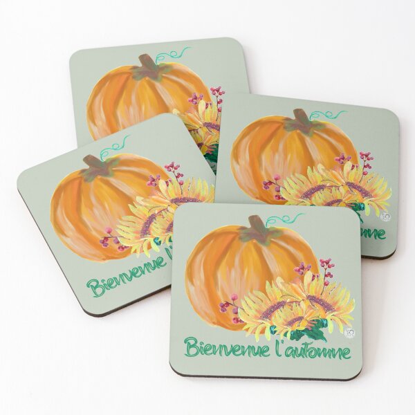 Item preview, Welcome Fall Pumpkin and Sunflowers Original Art - French designed and sold by RobinetteArt.