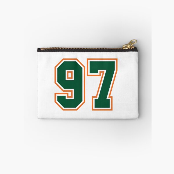 Artikelvorschau, Grün und Orange Jersey 97 Nummer. Nummer siebenundneunzig direkt aus Miami entworfen und verkauft von Urosek.