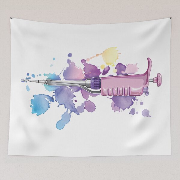 Item preview, Pipette Micropipette PCR CRISPR DNA watercolour splash design designed and sold by Zit-Zat-Zot.