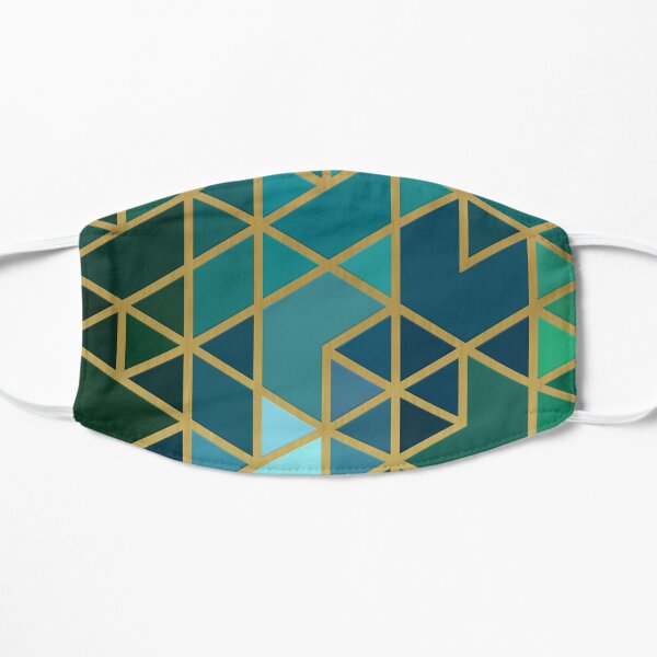 Gold, Green, and Blue Geometric Pattern Flat Mask