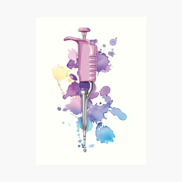 "Pipette Micropipette PCR CRISPR DNA watercolour splash design" Art ...