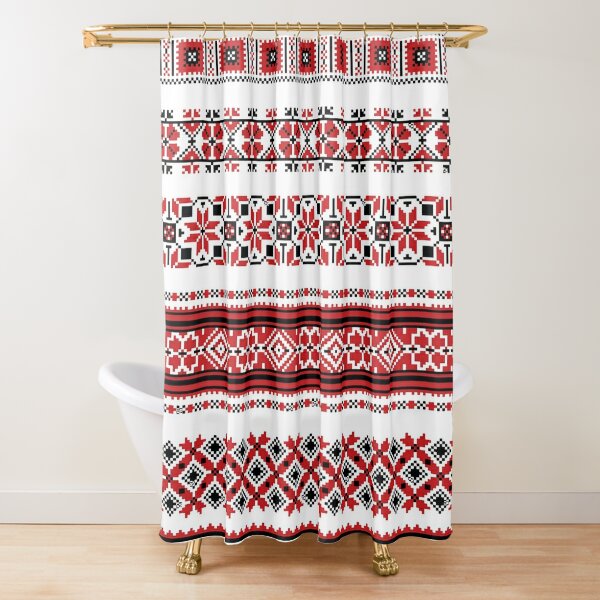 Ukrainian Embroidery Ornament Shower Curtain