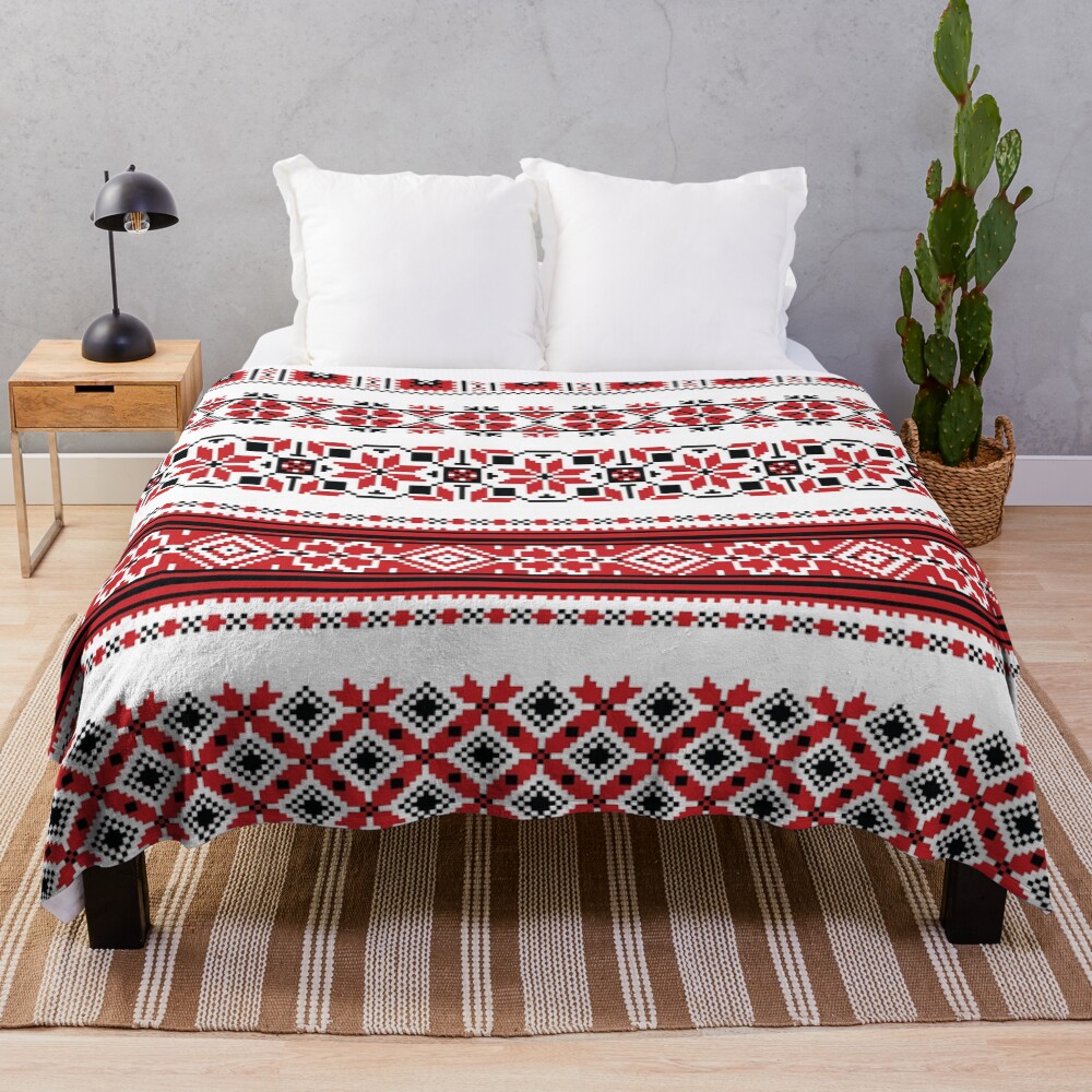 Ukrainian Embroidery Ornament #UkrainianEmbroideryOrnament #UkrainianOrnament #EmbroideryOrnament #Ukrainian #Embroidery #Ornament Throw Blanket