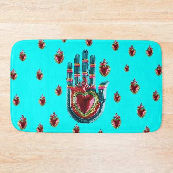 Item preview, Tin hand mexican metal folk art and crafts sacred heart ornament designed and sold by T-Mex.