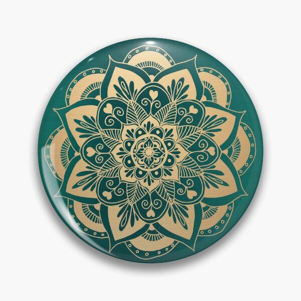 Item preview, Teal Green and Gold Flower Mandala designed and sold by Julie Erin Designs.
