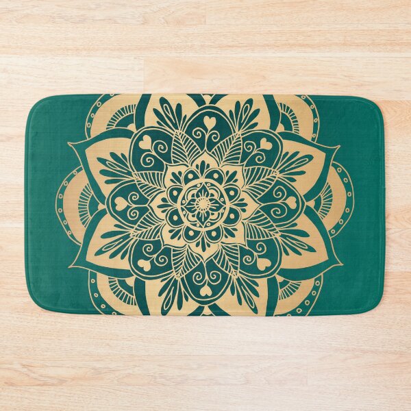 Item preview, Teal Green and Gold Flower Mandala designed and sold by Julie Erin Designs.