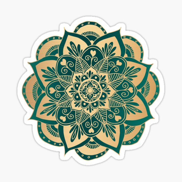 Item preview, Teal Green and Gold Flower Mandala designed and sold by Julie Erin Designs.