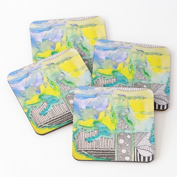 Item preview, Blue and Yellow Watercolor Doodle designed and sold by TheDoodleNurse.