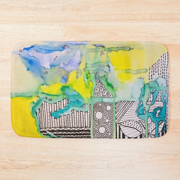 Item preview, Blue and Yellow Watercolor Doodle designed and sold by TheDoodleNurse.